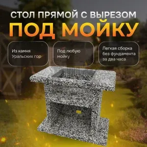 Стол разделочный с отверстием для мойки 1100х700х850мм - Черное и белое